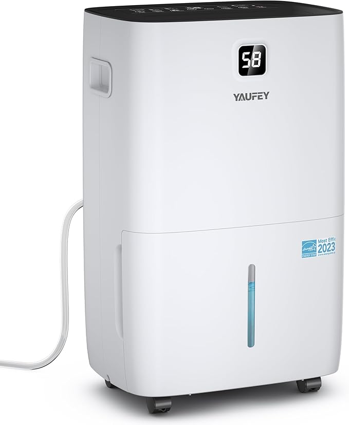 Yaufey 150 Pints Energy Star Dehumidifier with Pump for Home, Basement and Large Room up to 7500 Sq. Ft., With Drain Hose, Timer, Intelligent Humidity Control and Large Water Tank