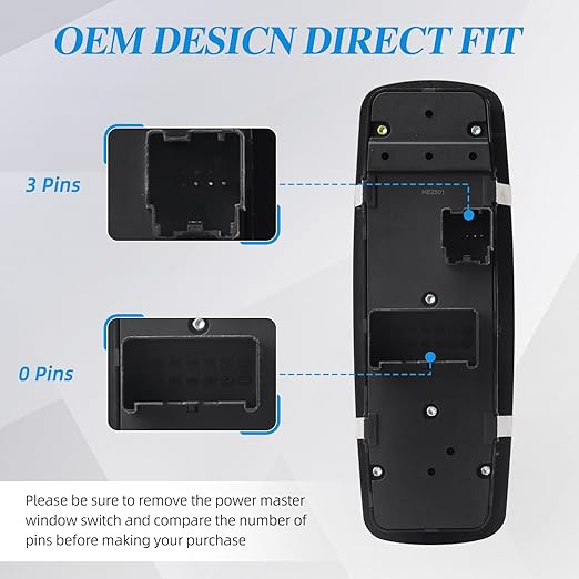 WUANGKI Power Master Window Switch Front Left Driver Side | 3+0 Pins | Compatible with 2012-2016 Chrysler Town, 2012-2016 Country, 2012-2019 Dodge Grand Caravan, Replace OE 68110872AA