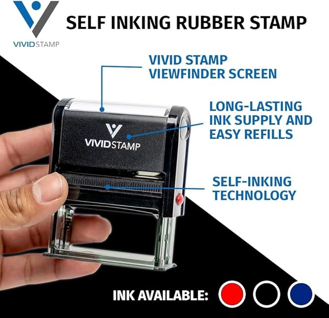 Basic Closed Self Inking Rubber Stamp (Black Ink) - Large