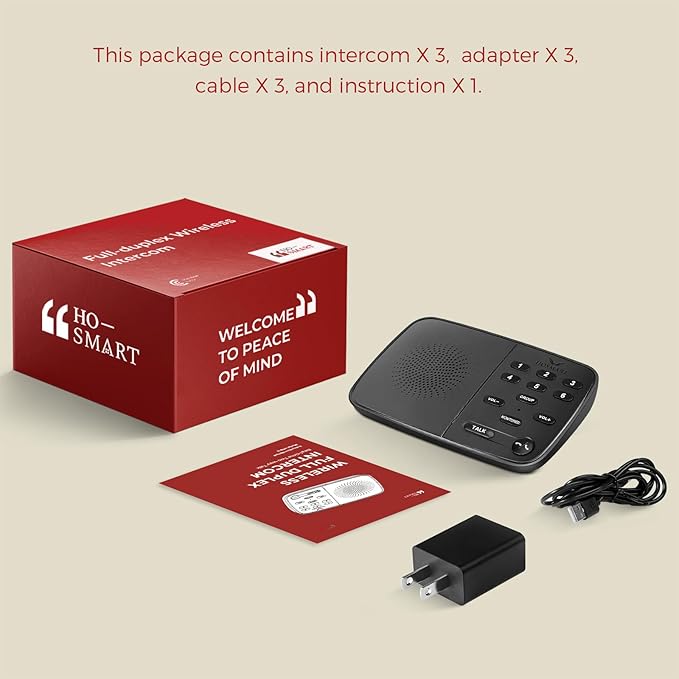 Hosmart Intercoms Wireless for Home UltraSpeak Pro, 2025 Full Duplex Wireless Intercom System for Business, Room to Room Intercom Two Way Real-time Intercom with 1200 Feet Range (3 Packs)