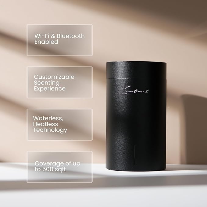 Scentiment Diffuser Mini V2 LE – Limited Edition Portable Cold-Air Aroma Diffuser with Wi-Fi, Touch Controls & Long Battery Life (500 sq ft) - Silver