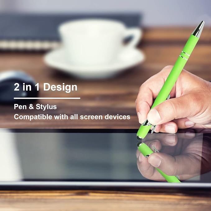Oddmoal Ballpoint Pen with Stylus Tip, Soft Touch Click Metal Pen, 1.0mm Medium - Image 3