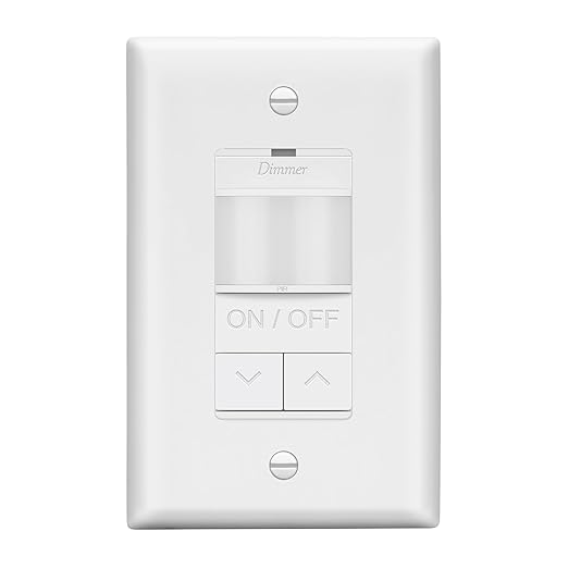 LIDER Motion Sensor Dimmer Switch for Dimmable 200W LED/CFL Lights, 3-Way, 120 V, Modern Upgrade, No Neutral Required, No Ground Required, UL Listed, Wall Plate Included, White, New Version