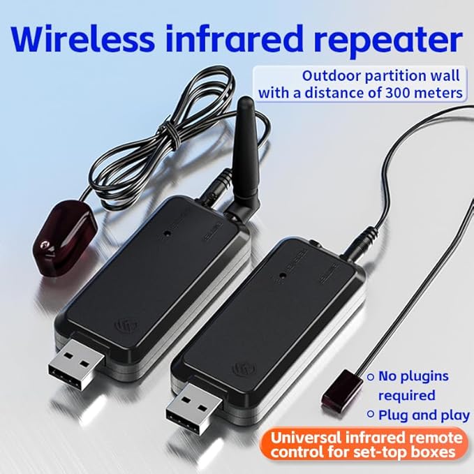 SPENFiLY Wireless Infrared Repeater System – Remote Control Extender for TVs & Home Electronics, Supports Multi‑Device IR Signals (Control of 1 Device)