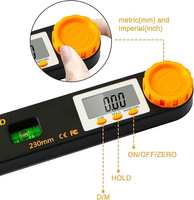 Rainyb Digital Angle Finder Tool 7inch 0-360 degree LCD Digital Protractor - Image 5