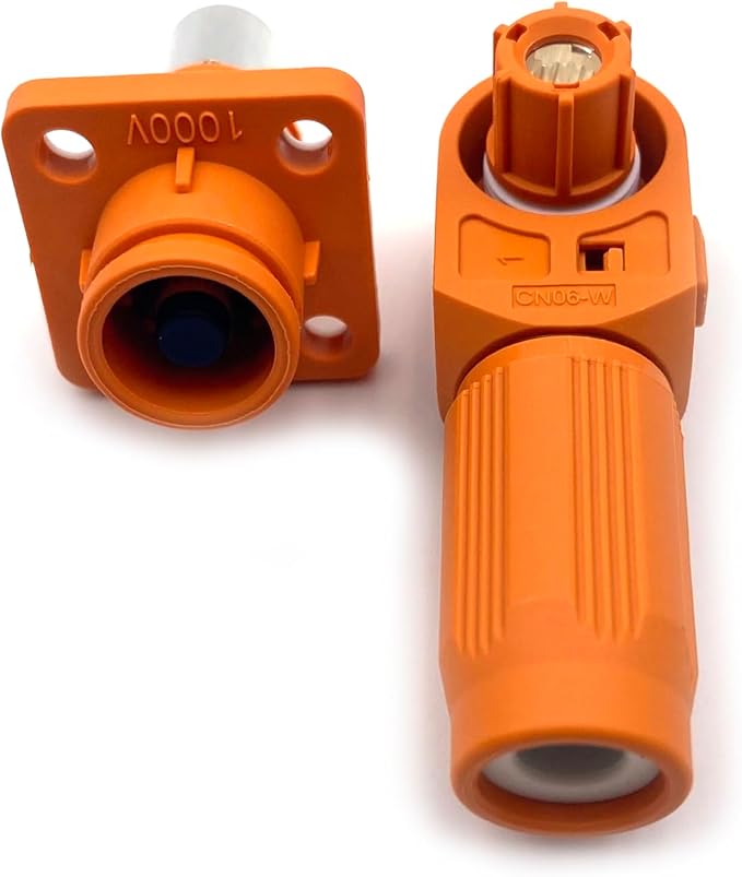 1 Set Battery Energy Storage Connector, 250A High Current Connectors Quick Plug Terminal Orange Right Angle Plug and Socket IP67 Waterproof Power Adapter Crimping 70mm² Wiring (1500V)