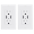 EverElectrix 2 Pack 4.8A Wall Outlet With USB Ports - 15Amp Duplex Tamper Resistant Charger, UL Listed, Electrical Receptacle With Dual USB, White