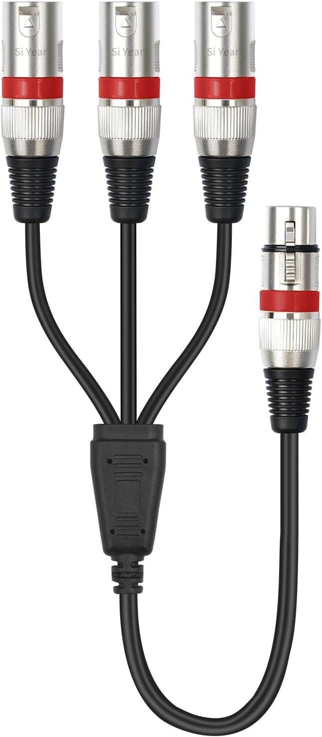SiYear XLR Splitter Cable 3 Way - 1 XLR Female to 3 Male Patch Y Cable Balanced Microphone Splitter 3 in 1 Cord Audio Adapter (60cm/2FT)