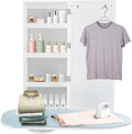 Ropoana Wall Mount Ironing Board Cabinet, Built-in Swivel Ironing Board Foldable with Storage, Wall Hanging with Mirror, Foldable Iron Storage Station for Home, Apartment, Checkrooms, White