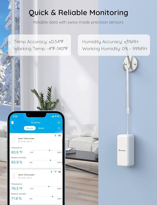 Govee WiFi Hygrometer Thermometer Sensor 3 Pack, Indoor Wireless Smart - Image 3