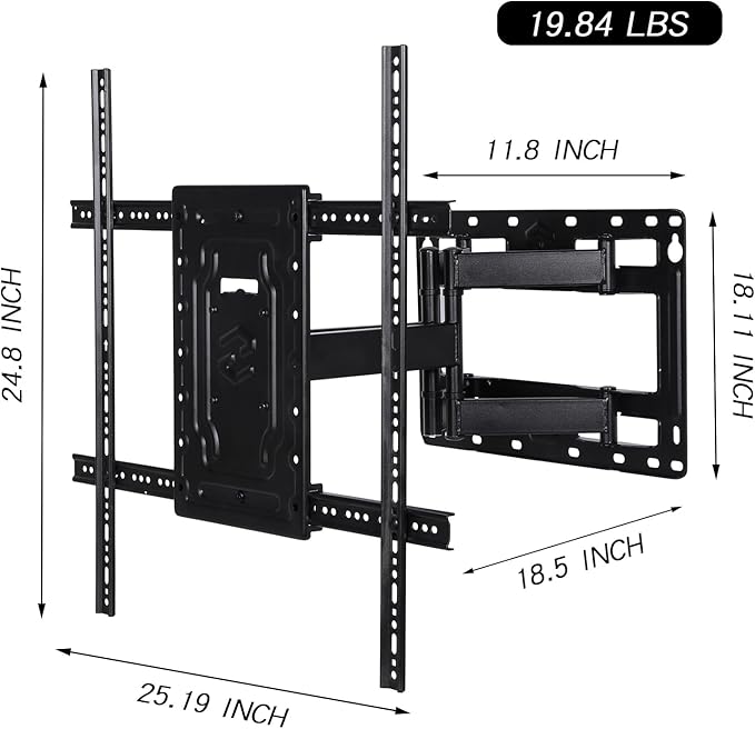DYZJREL Full Motion TV Wall Mount for 32-65 Inch TVs, VESA Compatible, 100 lbs Weight Capacity, Adjustable Tilt & Swivel, Easy Centering & Quick Installation