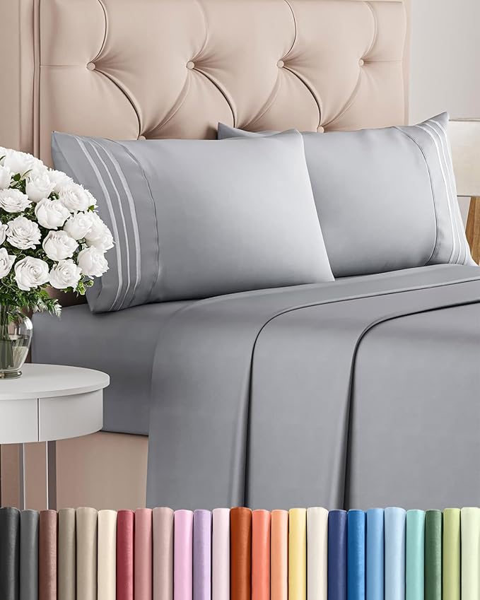 Cal King Size 4 Piece Sheet Set - Comfy Breathable & Cooling Bed Sheets Set - Hotel Luxury Bedding for Women, Men, Kids, Teens, Boys & Girls - Deep Pockets, Soft, Wrinkle Free - Oeko-Tex - Steel Blue
