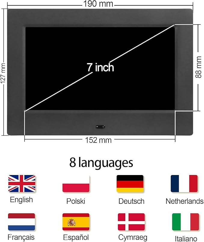 Irednolw 7inch Large Impaired Vision Digital Alarm Clock with Day and Time, Digital Day Clock for Seniors with Auto Dimming / 8 Alarms Clock