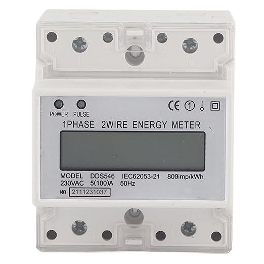 ANKROYU DDS546 Single Phase Energy Meter, Rail Digital Electric Consumption Meter, Anti Impact Residential Energy Meter for Energy Consumption Measurement