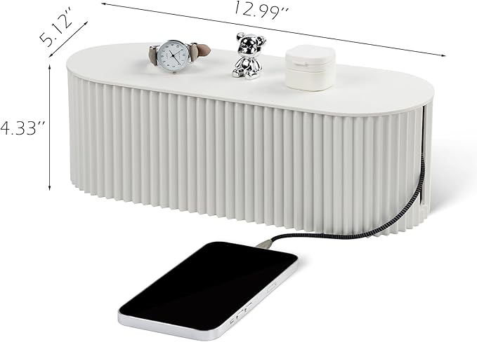 RAMFIYN Large Cable Organizer Box for Power Strips, Surge Protectors, Chargers, TV Computer Wires - White