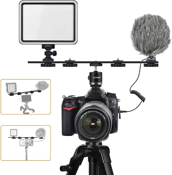UTEBIT 11 inch Flash Bracket, Long Dual Camera Mount Flash Bracket Extension Bar - Image 3