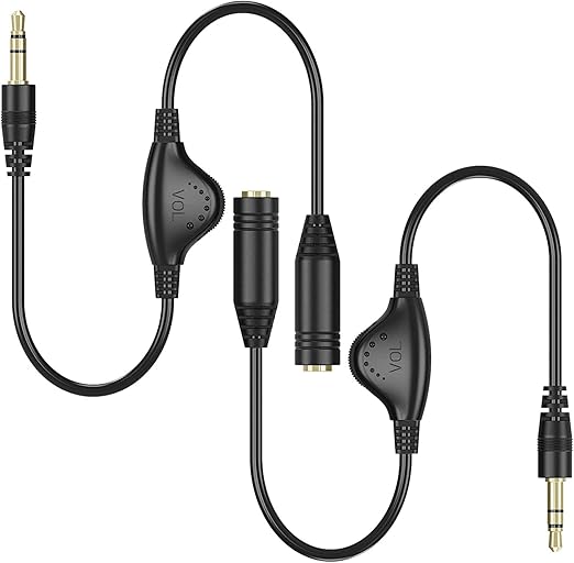 PChero 3.5mm Headphone Extension Cables, 2pcs 3.5mm Male to Female Stereo Audio Extension Cord with Volume Adjustment Control for Smartphone Tablets MP3 Players - 10inch
