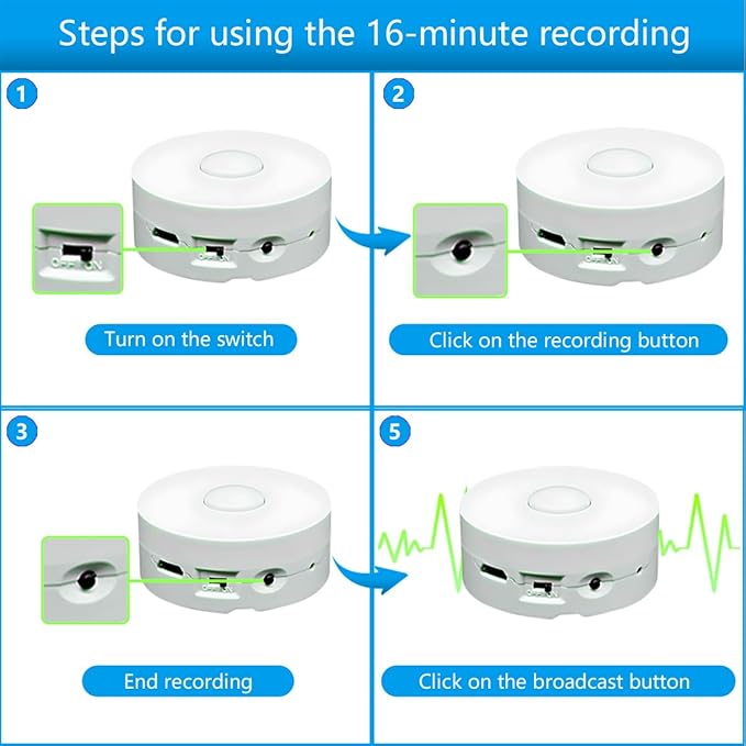 JRGKJCP 16 Minutes Voice Recorder, Record Custom Message for Crafts, Stuffed Bear, Baby Doll, and Pillow