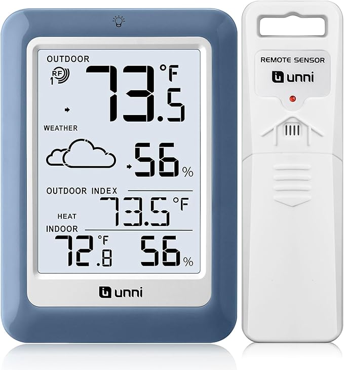 Indoor Outdoor Thermometer Hygrometer Wireless Weather Station, Temperature by UUNNI