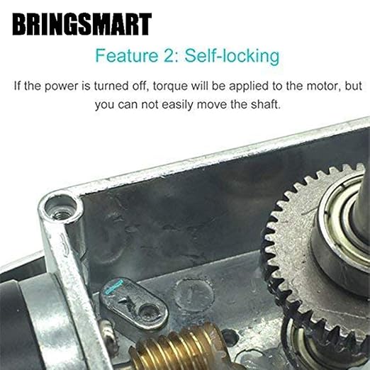 BRINGSMART 12V 160rpm DC Worm Gear Motor 10kg.cm Self-Locking Engine Reversed Mini Turbine Geared Motor for DIY Robot Rotating Table Door Lock Curtain Machine (12V 160rpm)