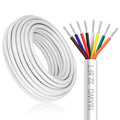 18 Gauge 8 Conductor Electrical Wire, 32.8FT White Stranded Low Voltage 18/8 PVC Case, 18 AWG Tinned Copper 8 Wire Extension Power for Strips LED Lamp Lighting