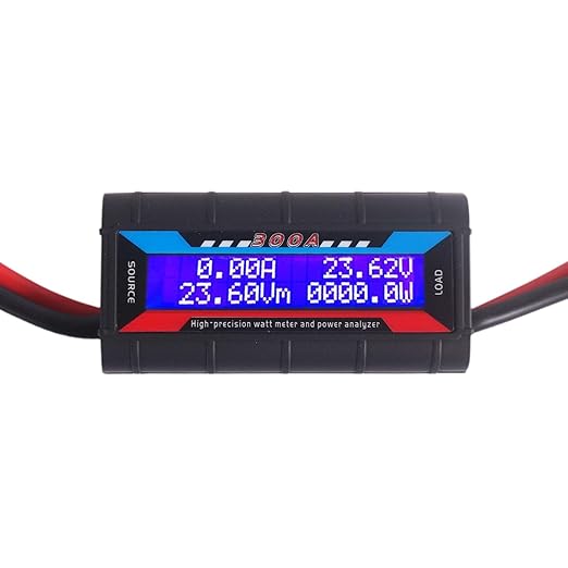 Proshopping 300A High Precision Watt Meter, DC 0-60V Power Energy Meter Voltage Amp Tester with LCD Backlight Screen for RC, Solar, Ebike