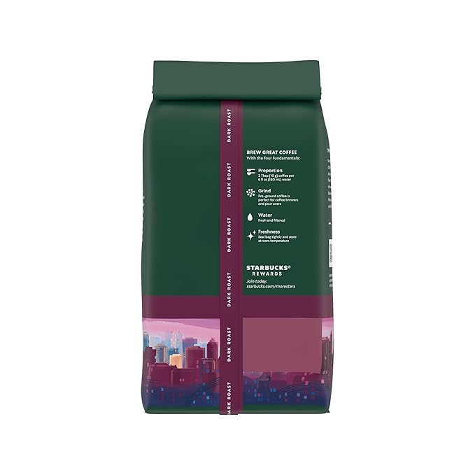 Starbucks Ground Coffee, Dark Roast Hot or Iced Coffee, Morning Joe, Six 12 oz Bags