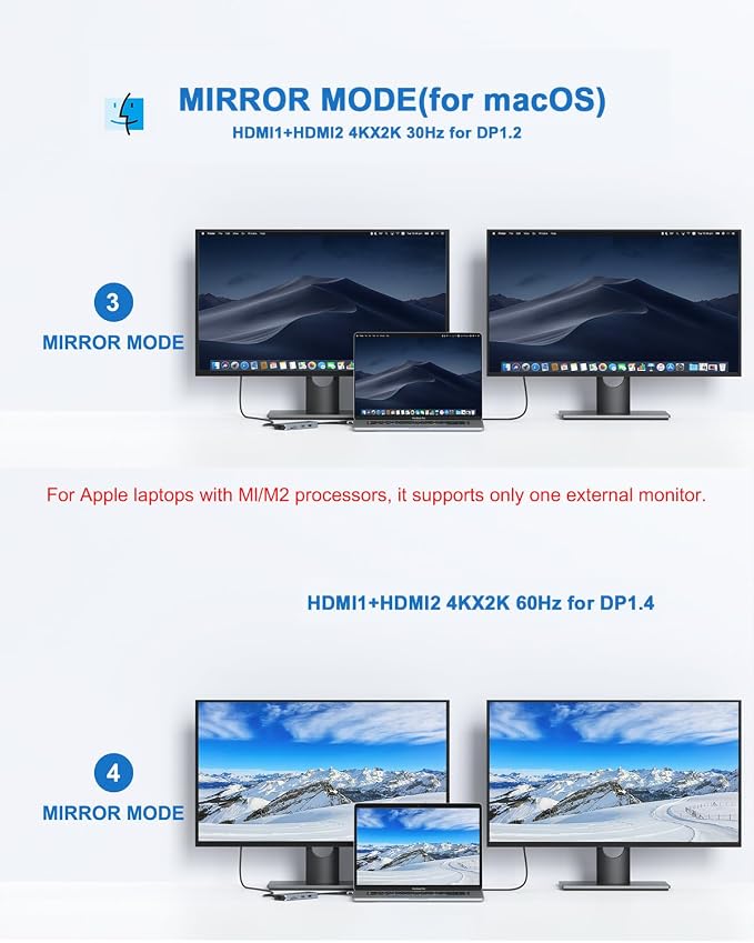 MacBook Pro Docking Station Dual Monitor MacBook Pro HDMI Adapter, 9 in 1 USB C - Image 5
