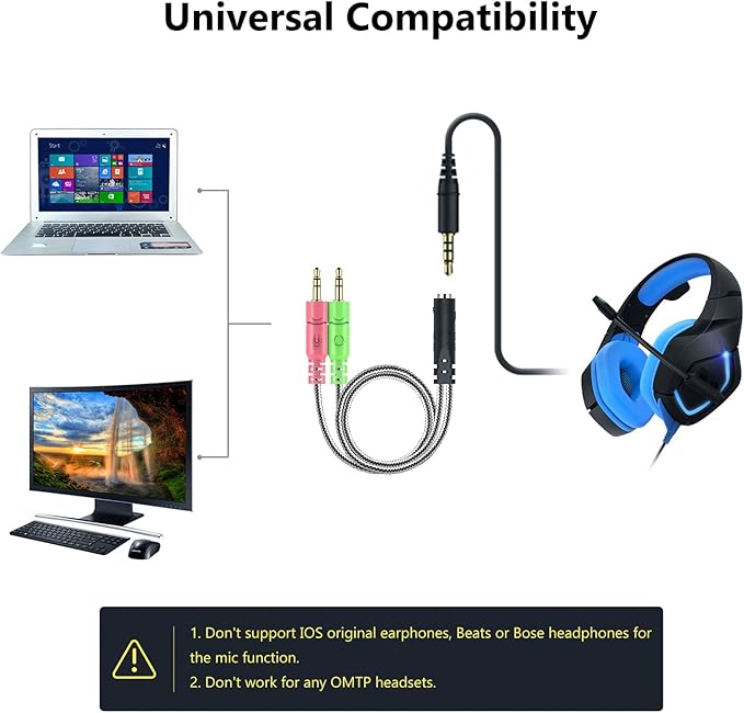 MillSO Headphone Splitter for Computer [2 Pack] CTIA 3.5mm TRRS Female to Dual TRS Male Mic Audio Jack Y Headset Splitter Adapter Cable for PC Laptop to Gaming Headset - 8inch/20cm