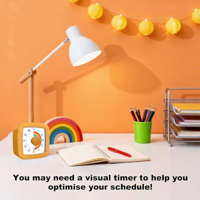MEPHILIMIA Visual Timer Kids/Adults 60 Minutes Rainbow Countdown Timer Time Management Tool Desk with Large Screen Time Management Tool for Kitchen School Office
