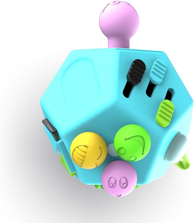 Fidget Dodecagon –12-Side Fidget Toys Cube Relieves Stress and Anxiety Anti Depression Travel Toy Christmas Stocking Stuffers Gifts for Children and Adults (B3 Blue Sky)