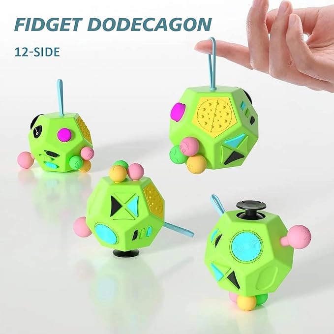 Fidget Dodecagon –12-Side Fidget Toys Cube Relieves Stress and Anxiety Anti Depression Travel Toy Christmas Stocking Stuffers Gifts for Children and Adults(B1 Green)