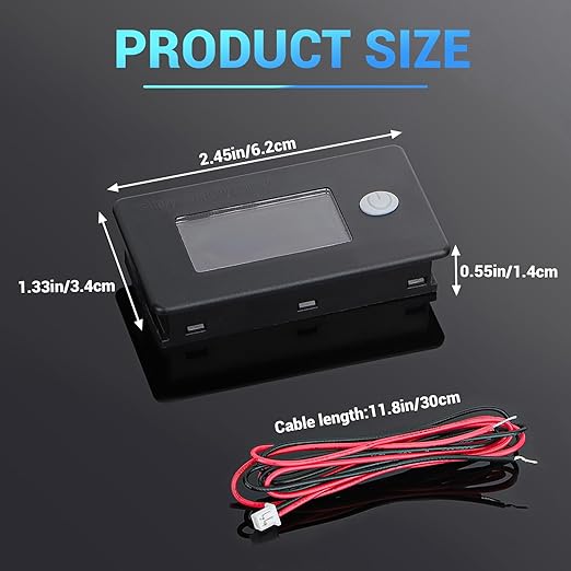 DROK 24V Battery Meter, 10-100V Voltage Battery Capacity Fahrenheit Temperature - Image 5