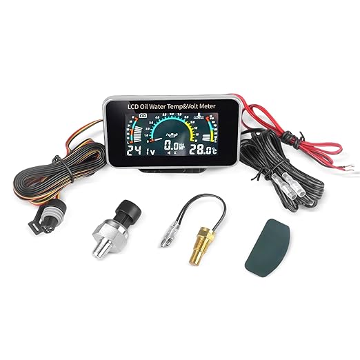 3-in-1 Auto Car LCD Meter Digital Oil Pressure Voltage Water Temperature Gauge by ZHSYMX