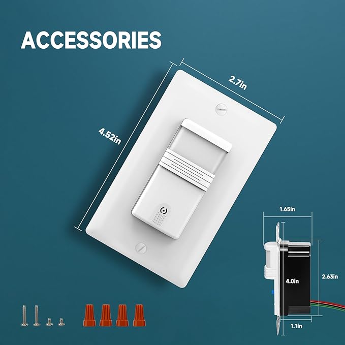 ECOELER 10Pack Occupancy Motion Sensor Light Switch, PIR Infrared Motion Activated Wall Switch, Neutral Wire Require, Single Pole Sensor Switch for CFL/LED/Incandescent Bulb, UL Listed