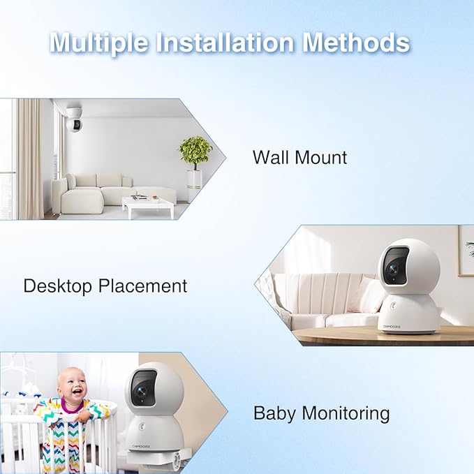 CINMOORE 3K Indoor Camera with 64GB Card, Human/Pet/Facial AI Detection, Dog/Cat/Pet Camera Indoor with Phone APP, 5GHz 2.4GHz Dual Band Wi-Fi 6, 360 Pan Tilt Auto Tracking, Night Vision, 2-Way Talk