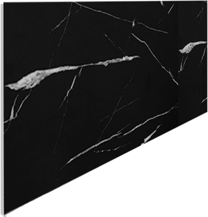 Dundee Deco Faux Marble Wall Panels - Sample - Glossy, Waterproof Indoor Wall Cladding - Black, White Veins - Sample 6" x 6"