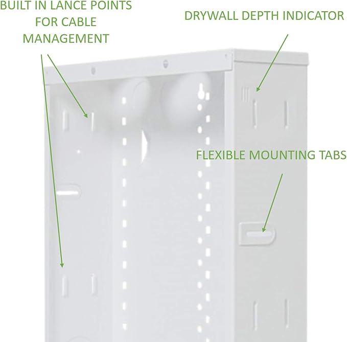 On-Q 42" Structured Media Enclosure with Hinged Cover Lock, 20 Gauge CRS, Versatile Mounting