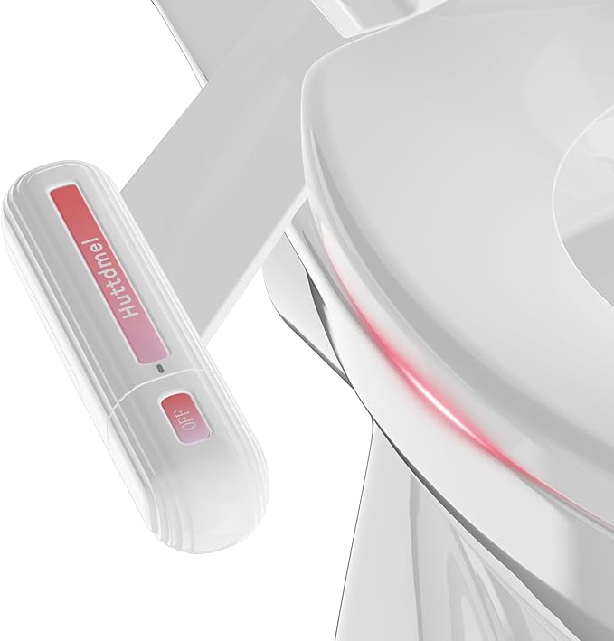 Ultra-Slim Bidet Attachment for Toilet, Non-Electric Dual Nozzle (Rear & Feminine Wash), Adjustable Fresh Cold Water Pressure, Stainless Steel Inlet, Easy to Install(Pink & White)