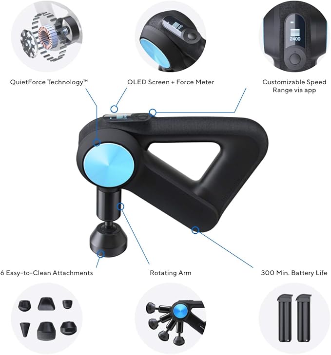 TheraGun Pro Handheld Deep Tissue Massage Gun - Bluetooth Percussion Massage Gun & Personal Massager for Pain Relief & Circulation in Neck, Back, Leg, Shoulder and Body (Black - 4th Gen)