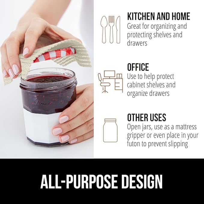GORILLA GRIP powerGRIP Drawer Shelf and Cabinet Liner, Thick Strong Hold, Non-Adhesive Liners Protect Kitchen Cabinets and Cupboard, Bathroom Drawers, Easy Install, Breathable Mat, 20" x10', Cream
