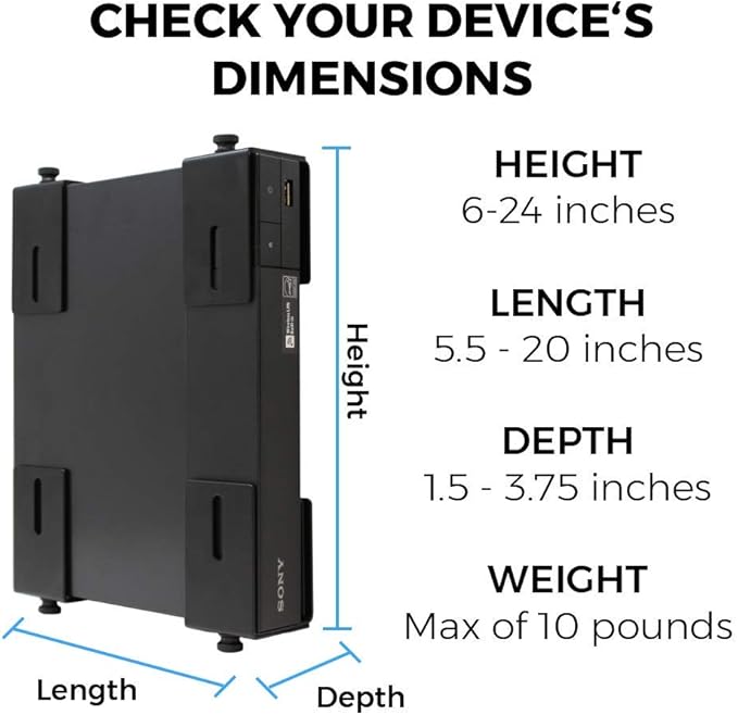 HumanCentric Adjustable Device Wall Mount, Cable Box and Modem Bracket, Adjustable Wall Adapter for Small and Wide or Narrow Devices Like Cable Boxes, Modems, DVD Players on The Wall Behind TV