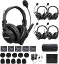 SYNCO XTalk XMax5 Wireless Intercom Headset System with Dual-Ear Design Telephone Headsets System Random Master Device,2.4GHz Full Duplex 500 m/1640 ft for 5-Person Team Communication