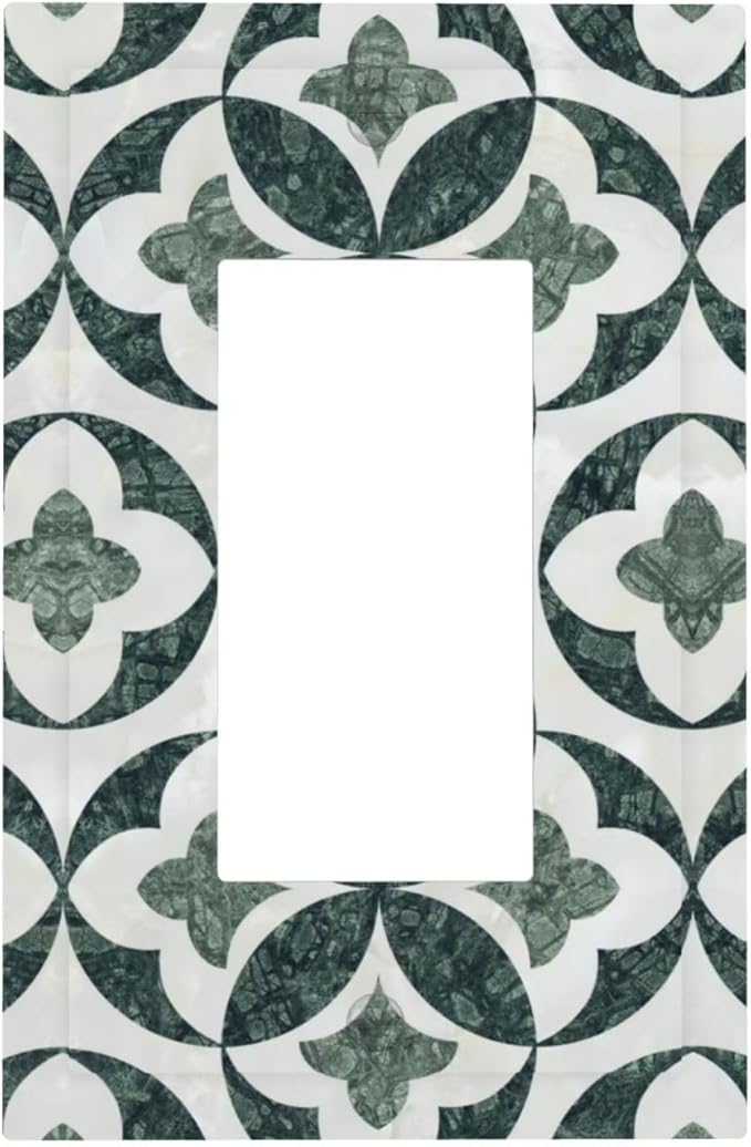 Bvtewkhz Green Luxury Modern Cubic Marble 1 Gang Single Rocker Decorative Light Switch Covers Electrical Faceplate Switch Plates for Bathroom Kitchen Home
