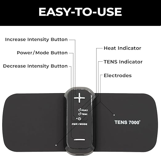 TENS 7000 Heat + TENS Unit for Menstrual Cramp Relief - Wearable Period Pain Device with Heat Therapy & 15 Intensity Levels, USB-C Rechargeable, Discreet & Portable