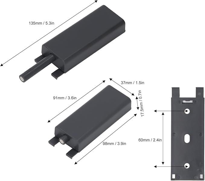 Magnetic Push Latch, Automatic Push to Open Door Catch Electric Push Opener for Cabinet Drawer Wardrobe Kitchen Door (Black Gray)
