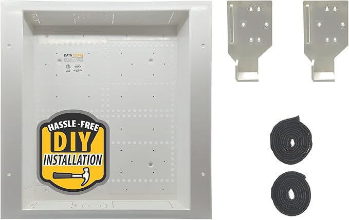 DataComm Electronics 45-8017-1 Multi-Functional Recessed Media Box For Seamless Home & Office Connectivity Solutions, In Wall Box, Hides TV Outlet & Cables (No Receptacle)