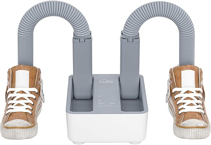 LAVIEAIR Boot Dryer Shoe Dryer for Work Boots Sneakers and Gloves, Temperature-selectable Boot Warmer with Heat, Timer, Fan and Retractable Hoses