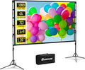 Projector Screen and Stand,GAINVANE 120 inch Portable Projector Screen Indoor Outdoor Projection Screen 16:9 4K HD Wrinkle-Free Light-Weight Movie Screen with Carry Bag for Backyard Movie Night