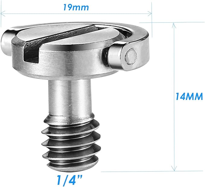Stainless Steel D Shaft D-Ring 1/4" Tripod Screw, Mounting Screw Adapter - Image 2
